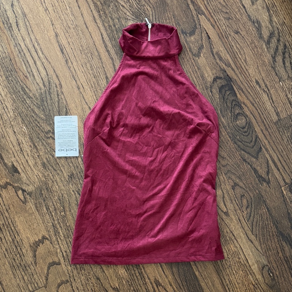 Bebe suede sexy Wine Red Halter Top